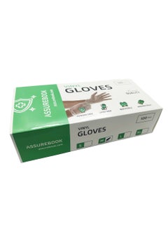 Buy 100pcs Vinyl Gloves, Powder free, Clear disposable gloves, Dispenser Box of 100pcs, Sizes S/M/L/XL in UAE