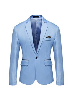 اشتري Foreign Trade Amazon New Mens Slim-fit Single-breasted Suit Youth Fashion Casual Wedding Banquet Dress Jacket Sky Blue في الامارات