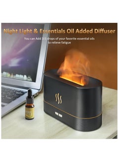 Buy Essential Oil Diffuser with Flame Night Light 180ml USB Ultrasonic Diffuser for Home Office Automatic Closing Drawer (Black) in Egypt
