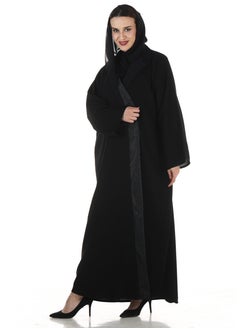 Buy An Elegant Black Wrap Abaya With Shiny Fabric Inserts On The Front in Saudi Arabia