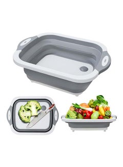 Buy Foldable Multifunction Chopping Board, Collapsible Dish Tub Basin Cutting Board Colander, Vegetable Fruit Wash And Drain Sink Storage Basket, Space Saving For Kitchen Home (Grey) in Egypt