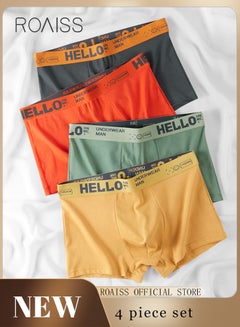 Buy Men's Boxers 4 Pack Set Trend Men's Teenage Boys Underwear Short Briefs High Elastic Classic Underwear in UAE