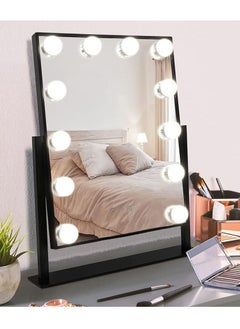 Buy Smart Touch Control Electric Tabletop Makeup Mirror, Vanity Mirror with 12 Dimmable Bulbs LED Lights, Three Color Lighting Modes, 360°Rotation in Saudi Arabia