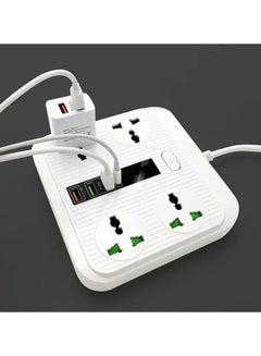 Buy Type-C PD Smart Universal Socket 40W Power Strip 3 USB Charger Ports 2M Extension For LivingRoomBedroom in UAE