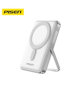 Buy Pisen PD QC 3.0 Wireless Fast Charging Power Bank 30W 10k (10000mAh) with Holder - White in UAE