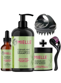 Buy Milee Organics Rosemary Mint Strengthening Full Set 5 - Rosemary Hair Oil, Shampoo, Hair Mask, Derma Ruller and Scrubber - for Hair Growth, Protection & treatment - Infused with Biotin in UAE