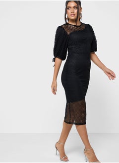 Buy Puff Sleeve Bodycon Dress in Saudi Arabia