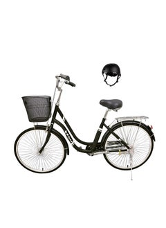 Buy Bike Bicycles Dutch Style with helmet Wheel Lightweight City Bike 26 Inch  City-Bike Steel Frame Fixed-Gear Road-Bike Comfort Cycle-For Women  Front Basket and Rear Carrier Classic Bike in Saudi Arabia