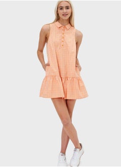 Buy Checked Pocket Detail Shirt Dress in UAE