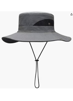 اشتري Men Women Sun Hat Cowboy Hat with Straw Wide Brim Bucket Breathable Boonie Hats for Fishing, Hiking, Garden, Beach في السعودية