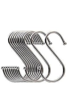 Buy 10 pcs - S Heavy Duty Stainless Steel S-Shaped Hanging Hook, Kitchen Pot Metal Hangers in Egypt