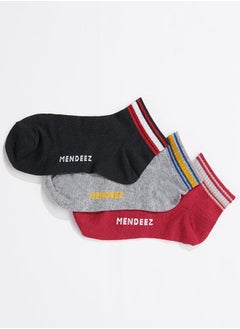 اشتري Mendeez Ankle Socks Pack of 3 Multicolour في الامارات