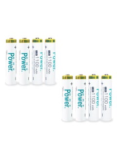 Buy 8 Pieces Rechargeable AAA Batteries ,1100mAh High Capacity 1.2V NiMH Low Self Discharge in UAE