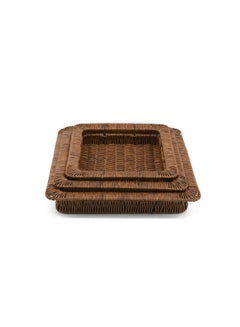 Buy A Set of square Artificial Wicker Serving Trays, 3 Pieces in Saudi Arabia