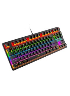 Buy 87 Keys Wired Mechanical Keyboard with RGB Lighting Effect Blue Switches for Office or Gaming in UAE