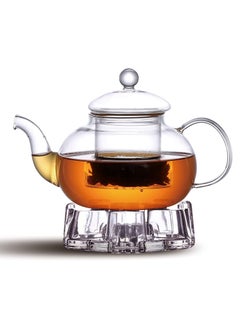 اشتري Cuisine Art Glass Teapot With Filter And Glass Base, 850 Ml Capacity في الامارات