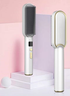 Buy 3 in 1 Digital Hair Straightener Iron Comb Brush, Styler & Curler with temperature control in UAE