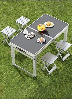 Buy 5-Piece Outdoor Portable Multifunctional Folding Table and Stool Set, 1 Table and 4 Stools in Saudi Arabia