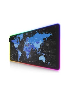 اشتري World Map Blue Gaming Mouse Pad - XXL Extended Size - RGB- Anti Slip Base - Speed Edition | في مصر