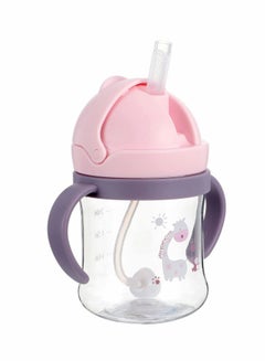 اشتري Sippy Cups for Toddlers 250ML, 360° Water Leak Proof Weighted Straw Cup with Handle Water Bottle Soft Spout Learner Cup with Graduated Anti-choking Handle Water Bottle Drop-resistant Cup (Pink) في الامارات