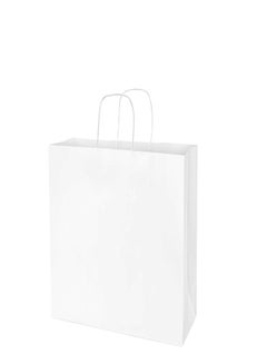 Buy White Paper bags with handles 33 x 26 x 12 cm Large Kraft Gift bags for Birthday Party Favors, Weddings, Bridal Shower, Businesses (12 Bags) in UAE