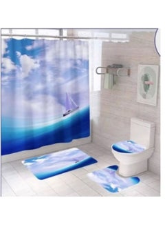 Buy Bath mat Set with Multi-Colored Curtain in Saudi Arabia