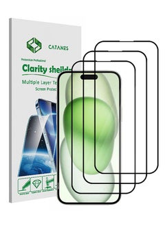 Buy 3 Pack For iPhone 15 Plus Screen Protector Scratch and Shatter Resistant Anti Bubble HD Clear Glass in UAE