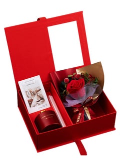 اشتري Soap Flower Aromatherapy Gift Set Lover Gift Eternal Rose Dried Flower Gift Box Souvenir Flower Bouquet Gift Box Red في الامارات