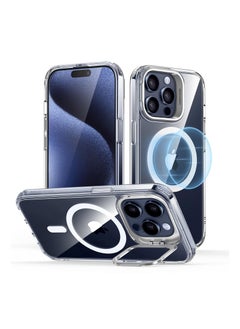 اشتري ESR for iPhone 15 Pro Max Case Cover, Compatible with MagSafe, Military-Grade Protective Case Cover, Built-In Stash Stand Phone Case, Scratch-Resistant Back Case, Classic Series, Clear في الامارات