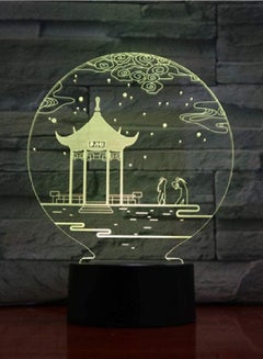اشتري 3D Illusion Lamp LED Multicolor Night Light Chinese Culture Pavilion Battery Operated Color Changing With Remote Control Best Decoration For The Living Room Home Decoration في الامارات
