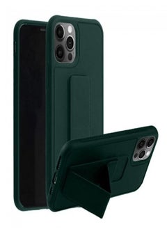 اشتري iPhone 12 - New Silicone Cover with 2 in 1 Finger Grip and Phone Stand - Green في الامارات