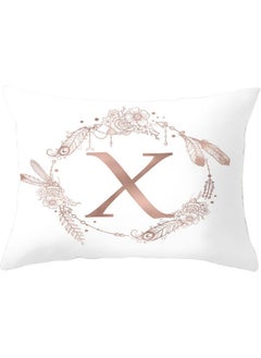 Buy X Letters Printed Throw Pillow Cover White 30 50cm in UAE