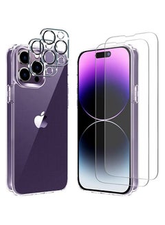 Buy iPhone 14 Pro 6.1 inch 2022  2 Pack Tempered Glass Screen Protector With 2 Camera Lens Protector in UAE