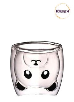 اشتري LUKSYOL Panda Mug - Double Wall Insulated Glass Cup for Coffee, Tea, and Espresso - Transparent Design, Handle-Free - Perfect for Latte and Cappuccino في الامارات