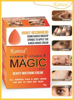 اشتري Magic Whitening Cream with Makeup Puff Sunblock Moisturizing Anti Aging Wrinkles Fine Lines Dark Spots Relieves Dark Knuckle Whitening Cream 30g في الامارات