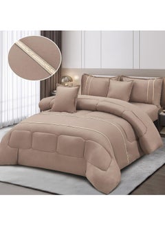 Buy 6 Piece Royal Comforter Set King Size With 2 Comfortable Strip Hotel Pillow in Saudi Arabia