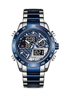 Buy Men's Multifunctional Waterproof Sports Stainless Steel Analog and Digital Watch Dual Time Zone in Saudi Arabia