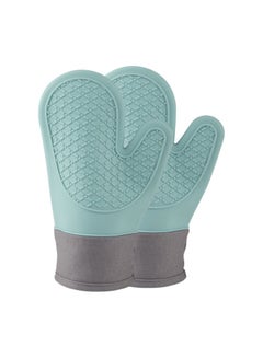Buy Oven Mitts, Heat Resistant 600F° Silicone Oven Mittens, Baking Gloves with Soft Lining, Good Grip, Easy Clean, Oven Gloves for Cooking, Grill and BBQ, 10.8", 2 Pack in Saudi Arabia