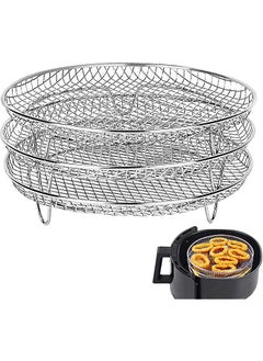 Buy Air Fryer Three Stackable Dehydrator Racks, Stainless Steel Air Fryer Rack Fit all 4.2QT - 5.8QT Air fryer, Oven, Press Cooker, Air Flow Racks in UAE