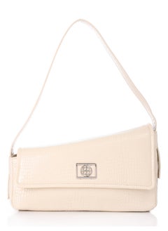 Buy Magnetic Button Closure Asymmetric Cream Shoulder Bag in Egypt