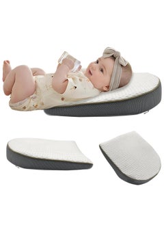 Buy Baby Wedge Pillow Anti-Spit Milk Feeding Pillow for Sleeping Nursery Infant Square Crib 15 Inclination Mattress With Removable Cover Memory Foam Cotton Wedge Cushion for Newborn in UAE