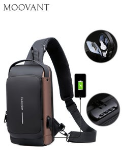 اشتري Anti-theft Crossbody Sling Bag Fit for 9.7'' ipad Waterproof Chest Daypack with USB Charging Shoulder Backpack for Men and Women في السعودية