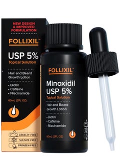 Buy Follixil 5% Minoxidil Lotion with Biotin and Capilia Longa - 1 Month Supply - Hair and Beard Growth Serum Treatment for Stronger Thicker Longer Hair - Stop Thinning & Hair Loss for Men & Women in UAE