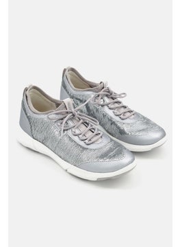 Buy Women Lace Up Casual Shoes, Grey/Silver in Saudi Arabia