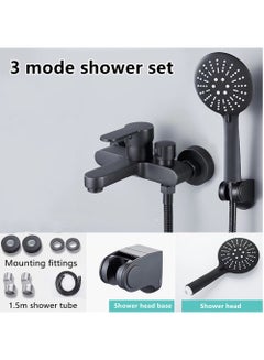 Buy 1-Set Bathroom Shower System Shower Faucet Shower Head Set Copper/Stainless Steel Black in UAE