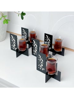 Buy Cups and cups stand with an Arabic phrase, 5 pieces black in Saudi Arabia