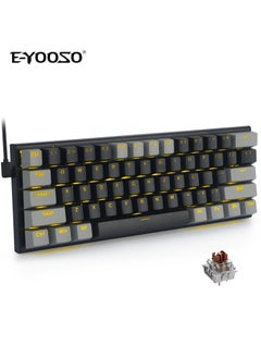 Buy 60% Wired Mechanical Gaming Keyboard with Brown Switches, LED Backlit, Ultra-Compact Computer Keyboard for PS4/5, Windows, Mac OS (Black Grey) in Saudi Arabia