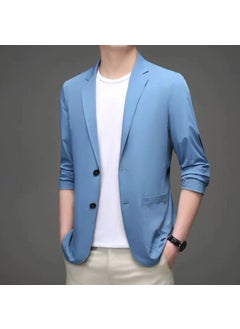 اشتري Foreign Trade Spring and Summer Thin Solid Color Mens Casual Small Suit Korean Mens Business Single Western Sunscreen Suit Jacket MenSky Blue Sky Blue في السعودية