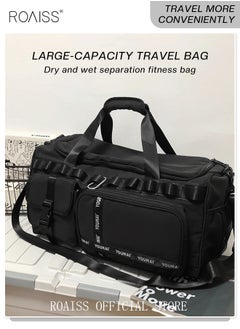 Buy Large-Capacity Travel Bag Men's Short-Distance Luggage Backpack College Students Boarding Backpack Dry and Wet Separation Fitness Bag in Saudi Arabia