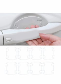 Buy Car Door Handle Sticker, 8PCS 3d Transparent Bowl Scratch Protector Universal Waterproof Anti-scratch Paint Invisible Protection Film for Most Models in UAE